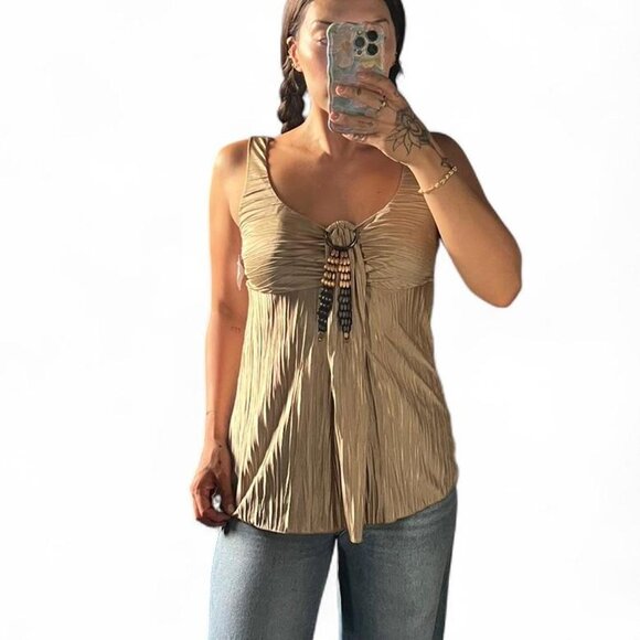 Tan silky tank top - Picture 1 of 3